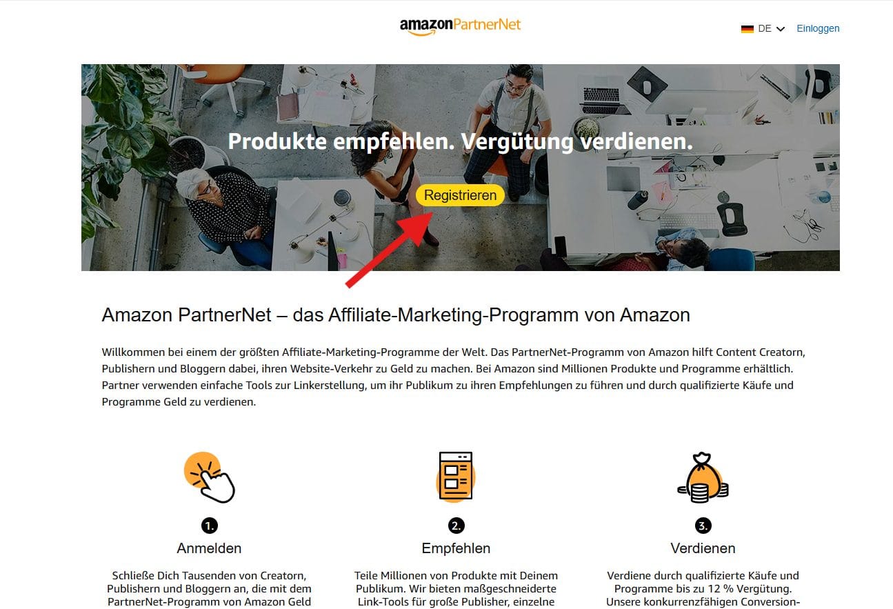 Amazon PartnerNet anmeldung