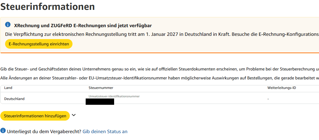 Amazon Steuerinformationen