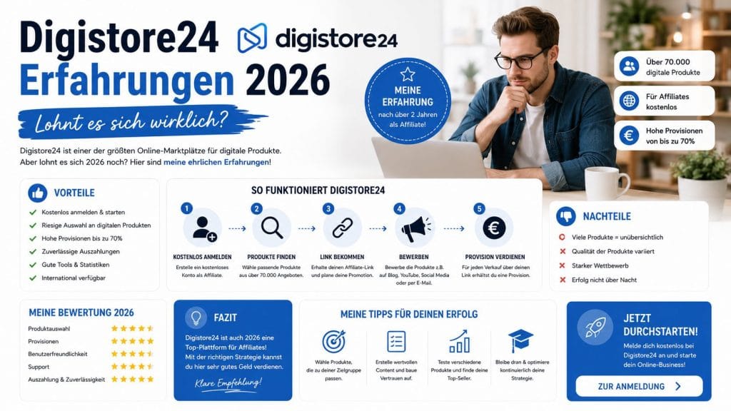 Digistore24 Erfahrungen 2026 Affiliate Marketing Erfahrungsbericht