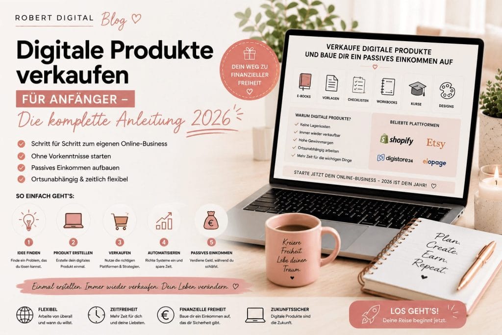 Digitale Produkte verkaufen für Anfänger - komplette Anleitung 2026