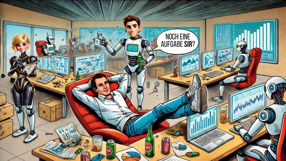 Roboter arbeiten in modernem Büro.