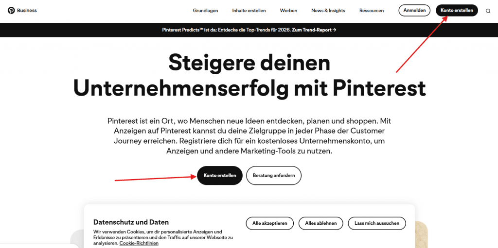 Pinterest Business Account erstellen – Die komplette Anleitung 2026 3 Pinterest Business Konto erstellen